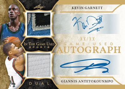 In the Game Used Dual Relics Kevin Garnett, Giannis Antetokounmo MOCK UP