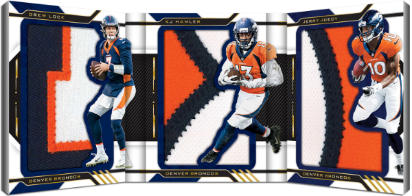 Nexus Tri-Fold Jumbo Jerseys Gold Drew Lock, KJ Hamler, Jerry Juedy MOCK UP Nexus Tri-Fold Jumbo Jerseys Gold Drew Lock, KJ Hamler, Jerry Juedy MOCK UP