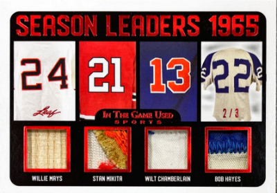 Season Leaders Relics Willie Mays, Stan Musial, Wilt Chamberlain, Bob Hayes