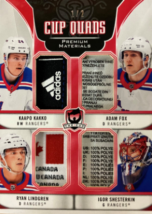 Cup Quads Red Tag Kaapo Kakko, Ryan Lindgren, Adam Fox, Igor Shesterkin Cup Quads Red Tag Kaapo Kakko, Ryan Lindgren, Adam Fox, Igor Shesterkin
