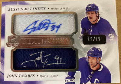 Dual Scripted Swatches Auston Matthews, John Tavares Dual Scripted Swatches Auston Matthews, John Tavares