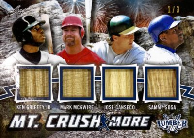 Mt. Crushmore Relics Navy Blue Ken Griffey Jr, Mark McGwite, Jose Canseco, Sammy Sosa Mt. Crushmore Relics Navy Blue Ken Griffey Jr, Mark McGwite, Jose Canseco, Sammy Sosa