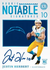 Rookie Notable Signatures Sapphire Justin Herbert MOCK UP