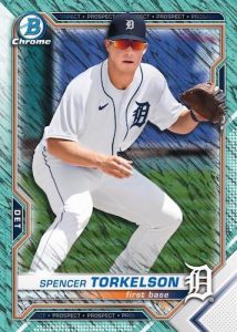 Chrome Prospect Aqua Shimmer Refractor Spencer Torkelson MOCK UP