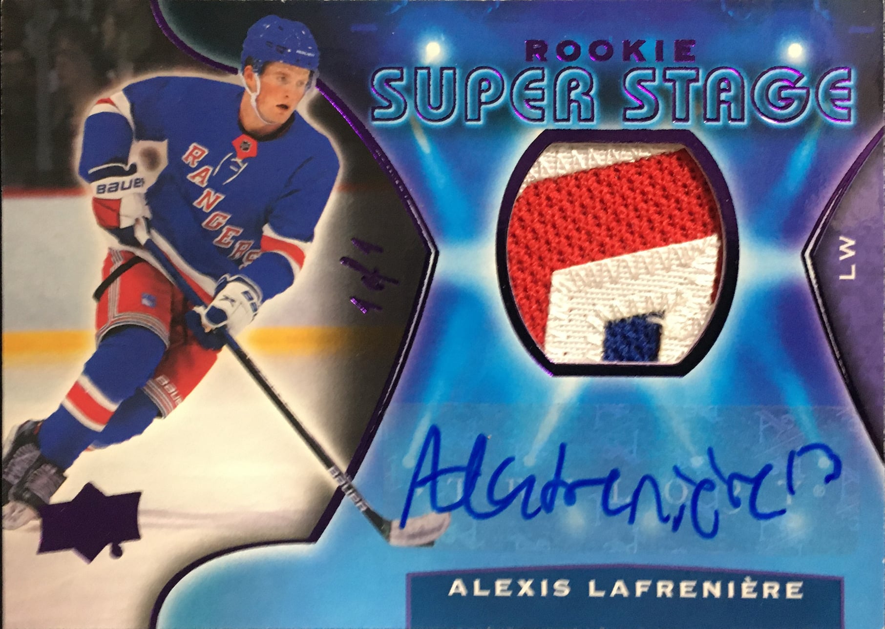 Rookie Auper Stage Auto Patch Purple Spectrum Alexis Lafreniere -  Checklistcenter.com