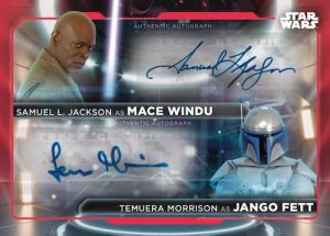 Dual Auto Red Samuel L Jackson as Mace Windu, Temuera Morrison as Jango Fett MOCK UP