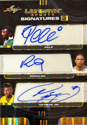 Ultimate Signatures 3 Gold Spectrum Holofoil Pele, Ronaldo, Neymar Jr