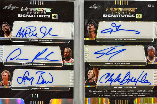 Ultimate Signatures 6 Gold Spectrum Holofoil Magic Johnson, Dennis Rodman, Larry Bird, Allen Iverson, Shaquille O'Neal, Clyde Drexler