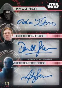 Triple Auto Adam Driver as Kylo Ren, Domhnall Gleeson as General Hux, Andy Serkis as Supreme Leader Snoke MOCK UP