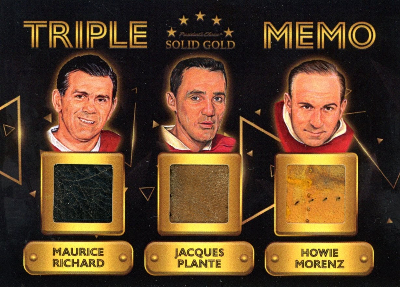 Triple Memorabilia Multi Player Maurice Richard, Jacques Plante, Howie Morenz