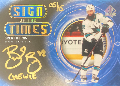 Sign of the Times Black Auto Brent Burns Sign of the Times Black Auto Brent Burns