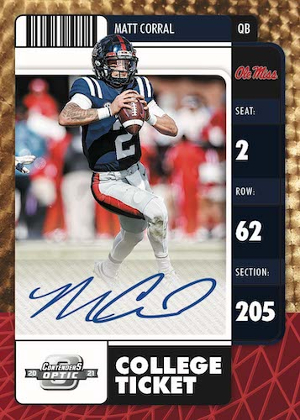 Contenders Optic College Ticket Auto Matt Corral MOCK UP