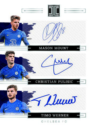 Impeccable Triple Auto Christian Pulisic, Mason Mount, Timo Werner MOCK UP Impeccable Triple Auto Christian Pulisic, Mason Mount, Timo Werner MOCK UP