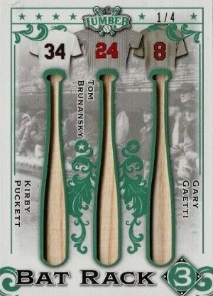 Bat Rack 3 Relics Emerald Kirby Puckett, Tom Brunansky, Gary Gaetti Bat Rack 3 Relics Emerald Kirby Puckett, Tom Brunansky, Gary Gaetti