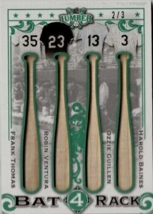 Bat Rack 4 Emerald Frank Thomas, Robin Ventura, Ozzie Guillen, Harold Baines Bat Rack 4 Emerald Frank Thomas, Robin Ventura, Ozzie Guillen, Harold Baines