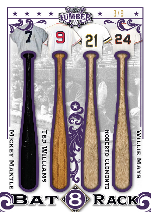 Bat Rack 8 Front Mickey Mantle, Ted Williams, Roberto Clemente, Willie Mays MOCK UP