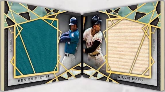 Dual Player Dual Relic Book Willie Mays, Ken Griffey Jr MOCK UP