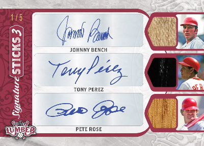 Signature Sticks 3 Johnny Bench, Tony Perez, Pete Rose MOCK UP