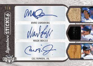 Signature Sticks 6 Front Ryne Sandberg, Wade Boggs, Cal Ripken Jr MOCK UP