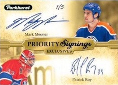 Parkhurst Priority Signings Exclusive Dual Auto Mark Messier, Patrick Roy MOCK UP
