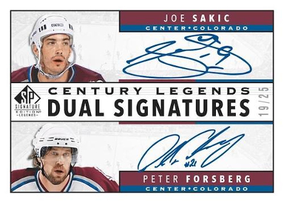 Century Legends Dual Signatures Joe Sakic, Peter Forsberg MOCK UP