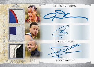 In The Game Used Triple Auto Stephen Curry, Allen Iverson, Tony Parker MOCK UP