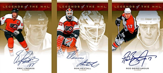 Legends of the NHL Triple Auto Eric Lindros, Ron Hextall, Rod Brind'Amour MOCK UP