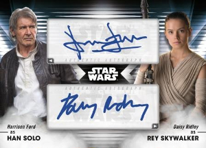 Light Side Dark Side of the Force Quad Auto Front Harrison Ford as Han Solo, Daisy Ridley as Rey Skywalker MOCK UP