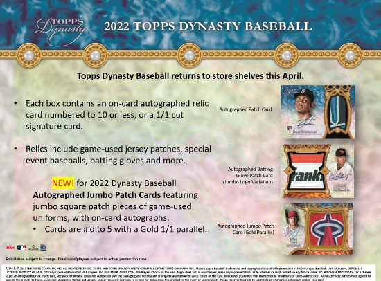 2022 Topps Dynasty Baseball