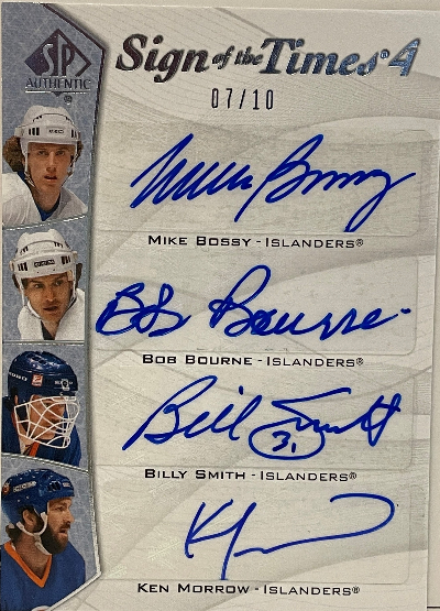 Sign of the Times 4 Auto Mike Bossy, Bob Bourne, Billy Smith, Ken Morrow