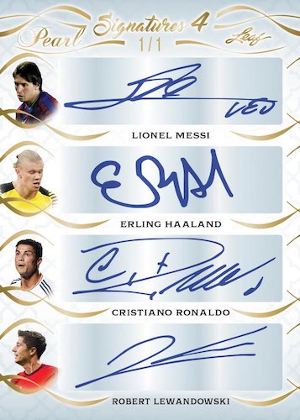 Pearl Signatures 4 Lionel Messi, Erling Haaland, Cristiano Ronaldo, Robert Lewandowski MOCK UP