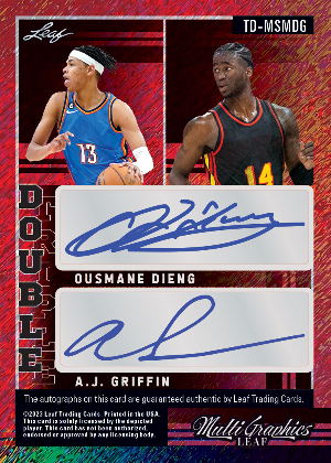 Triple Double Auto Red Wave Shimmer Back Ousmane Dieng, AJ Griffin MOCK UP