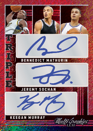 Triple Double Auto Red Wave Shimmer Front Bendeict Mathurin, Jeremy Sochan, Keegan Murray MOCK UP Triple Double Auto Red Wave Shimmer Front Bendeict Mathurin, Jeremy Sochan, Keegan Murray MOCK UP