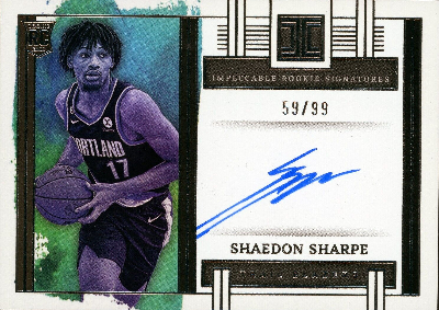 Impeccable Rookie Signatures Shaedon Sharpe