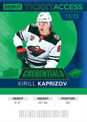 2020-21 Base Debut Ticket Access Update Green Kirill Kaprizov MOCK UP 2020-21 Base Debut Ticket Access Update Green Kirill Kaprizov MOCK UP