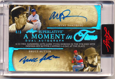 A Moment in Time Blue Spectrum Holofoil Ryne Sandberg, Bruce Sutter