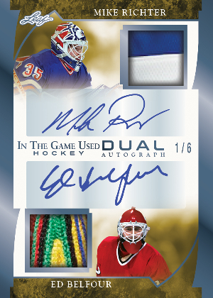 In The Game Used Dual Auto Platinum Blue Spectrum Mike Richter, Ed Belfour MOCK UP