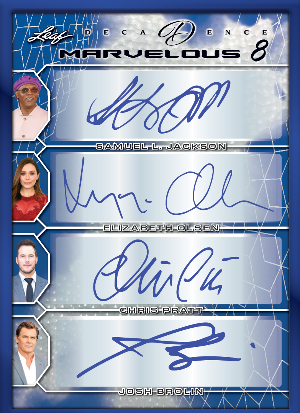 Marvelous 8 Auto Blue Front Samuel L. Jackson, Elizabeth Olsen, Chris Pratt, Josh Brolin, Tessa Thompson, Paul Bettany, Simu Liu, Hayley Atwell MOCK UP Marvelous 8 Auto Blue Front Samuel L. Jackson, Elizabeth Olsen, Chris Pratt, Josh Brolin, Tessa Thompson, Paul Bettany, Simu Liu, Hayley Atwell MOCK UP