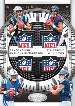 Stitches in Time Quad NFL Shield Bryce Young, C.J. Stroud, Anthony Richardson, Will Levis MOCK UP