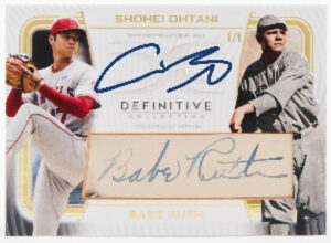 Dual Auto Cut Signatures Shohei Ohtani, Babe Ruth Pitcher Version