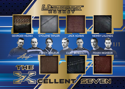 The Xcellent 7 Relics Gold Spectrum Georges Vezina, Cyclone Taylor, Jack Adams, Newsy Lalonde, Percy Lesueur, Clint Benedict, Frank Nighbor MOCK UP