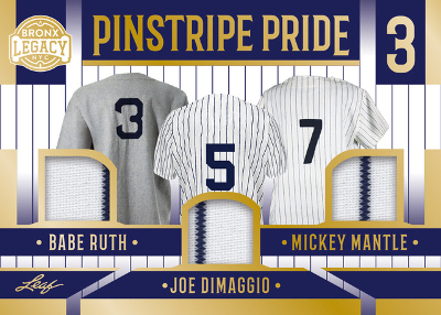 Pinstripe Pride 3 Relics Babe Ruth, Joe DiMaggio, Mickey Mantle MOCK UP