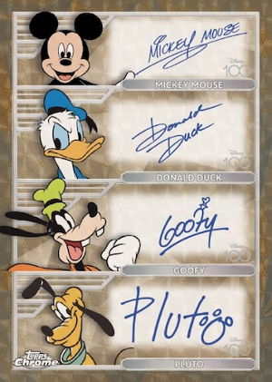 Quad Facsimile Auto Mickey Mouse, Donald Duck, Goofy, Pluto MOCK UP