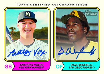 Real One Dual Auto Anthony Volpe, Dave Winfield MOCK UP