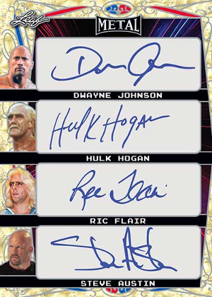 Quad Auto Dwayne Johnson, Hulk Hogan, Ric Flair, Steve Austin MOCK UP