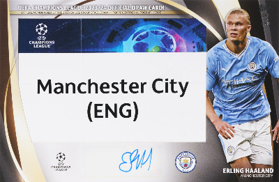 Official UCL Draw Card Auto Relics Erling Haaland MOCK UP