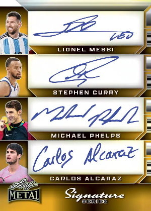 Signature 8 Gold Front Lionel Messi, Stephen Curry, Michael Phelps, Carlos Alcaraz MOCK UP