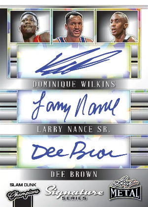 Signature Slam Dunk Champions Silver Front Dominique Wilkins, Larry Nance Sr, Dee Brown MOCK UP
