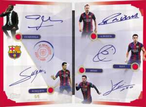 Tiki Taka Auto Book Red Lionel Messi, Xavi, Andrés Iniesta, Sergio Busquets, Pep Guardiola MOCK UP