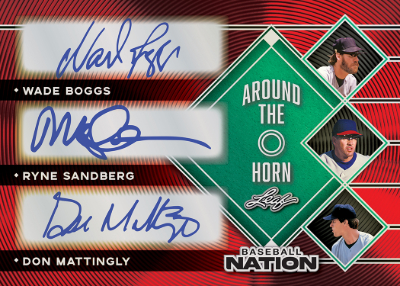 Around the Horn Auto Wade Boggs, Ryne Sandberg, Don Mattingly MOCK UP